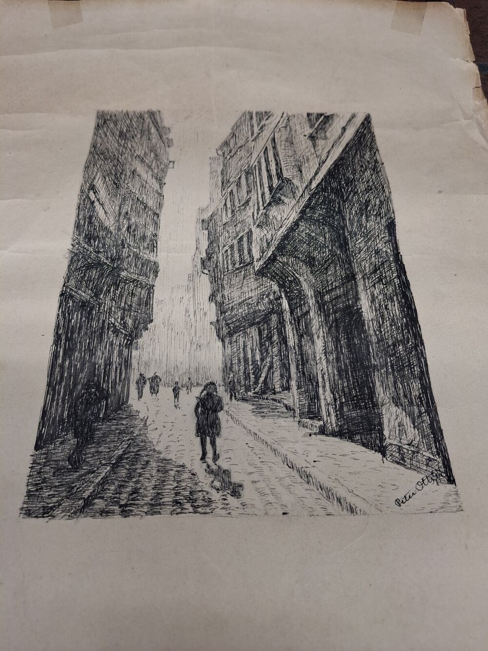 Peter Ott Street Scene Etching